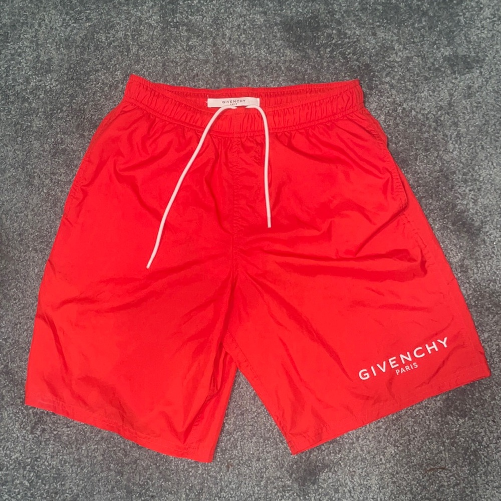 Givenchy red logo swim shorts